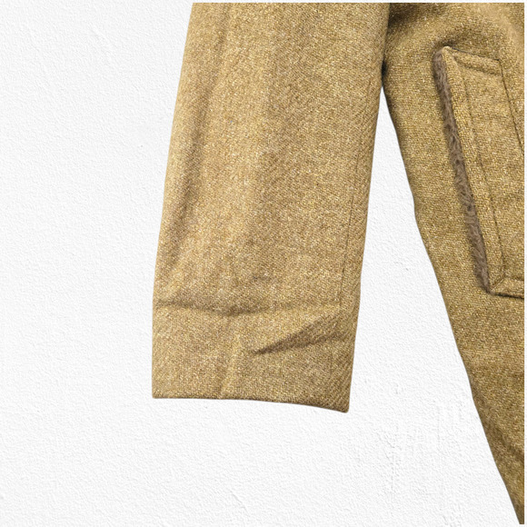 Vintage 50s Mustard Brown Mighty-Mac Fisherman Wool Coat Fur Collar Size 40 USA - Picture 4 of 16